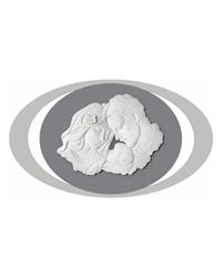 Quadro famiglia ovale 100x60 grigio con fiore bianco, ME2519-3GB