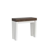Consolle allungabile 90-196 Spimbo piano Noce, struttura Bianco