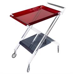 Carrello portavivande Aurelio, ripiani bordeaux e fumè, cod 0580395